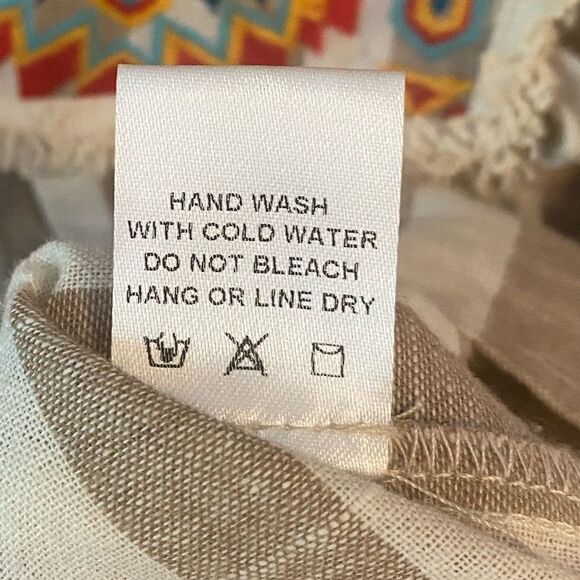 Savanna Jane Sz S Beige Red Tassle Tie Striped Embroidered Boho Blouse - Picture 7 of 8